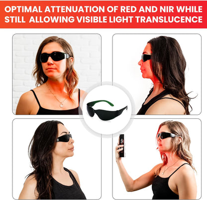 - Red Light Glasses - Eye Protection for Red Light Therapy (600Nm-900Nm) - Red Light Therapy Goggles