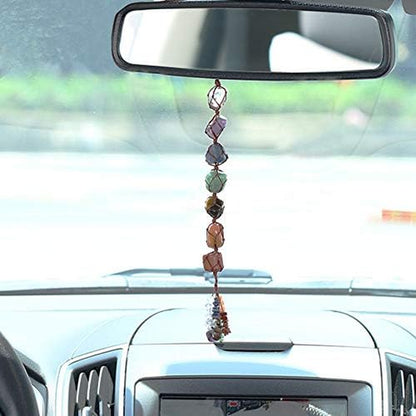 1PCS 7 Chakra Car Ornaments,Gemstones Reiki Healing Crystals Tassel Wall Hanger Spiritual Meditation Hanging Ornament/Window Decoration/Feng Shui for Good Luck,Yoga Meditation