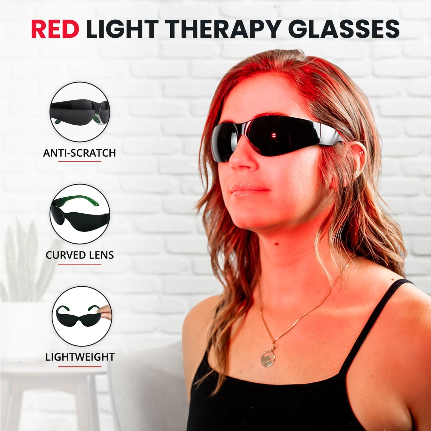 - Red Light Glasses - Eye Protection for Red Light Therapy (600Nm-900Nm) - Red Light Therapy Goggles