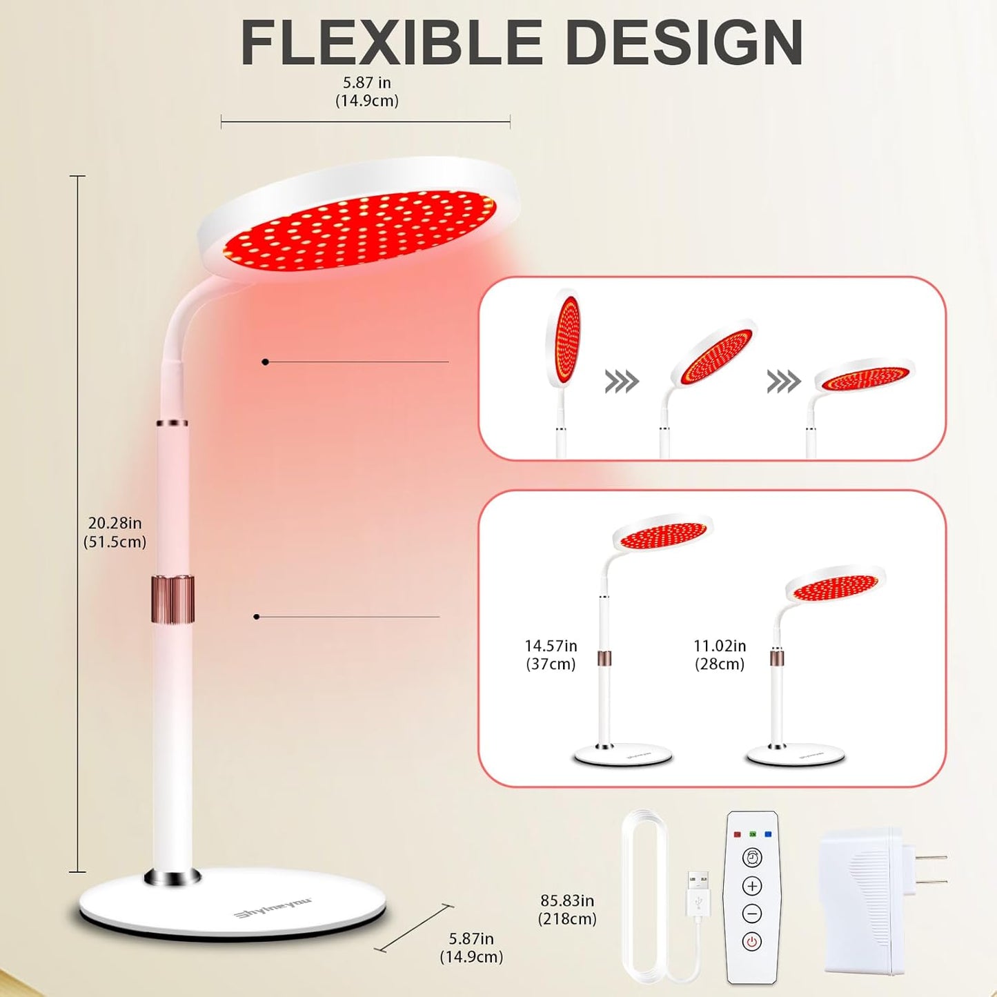 Red Light Therapy Device with Base, 660Nm Red Light & 850Nm &940Nm near Infrared Light Therapy Lamp with Timer, Red Light Lamp for Body at Home